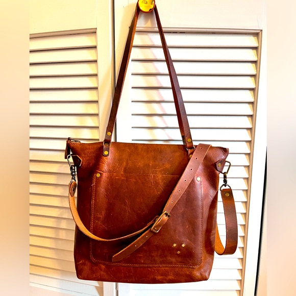 In Blue Handmade Leather Tote Bag - Picture 1 of 10